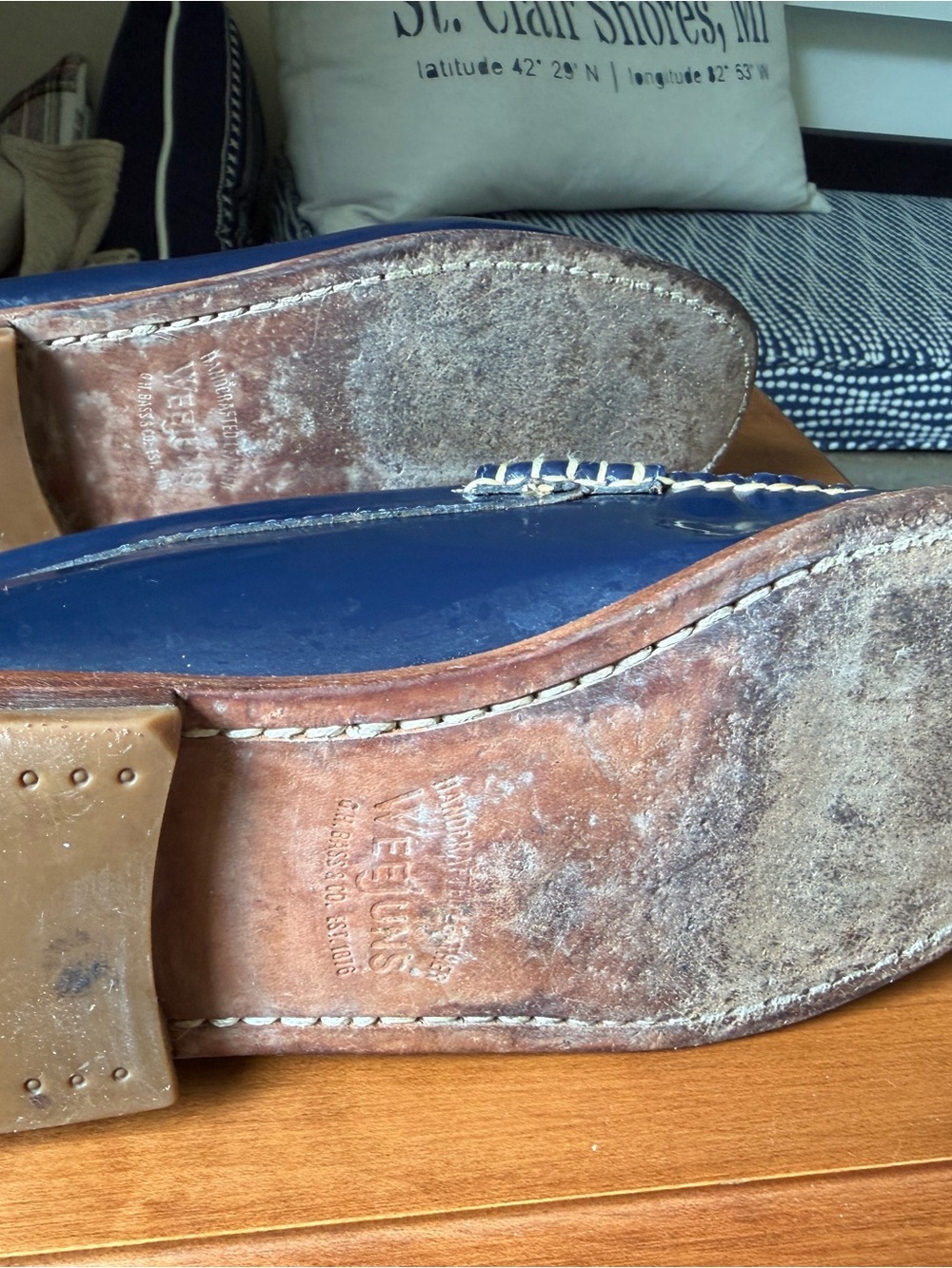 G.H. Bass & Co. Blue Patent Leather Penny Loafers - Picture 5 of 6